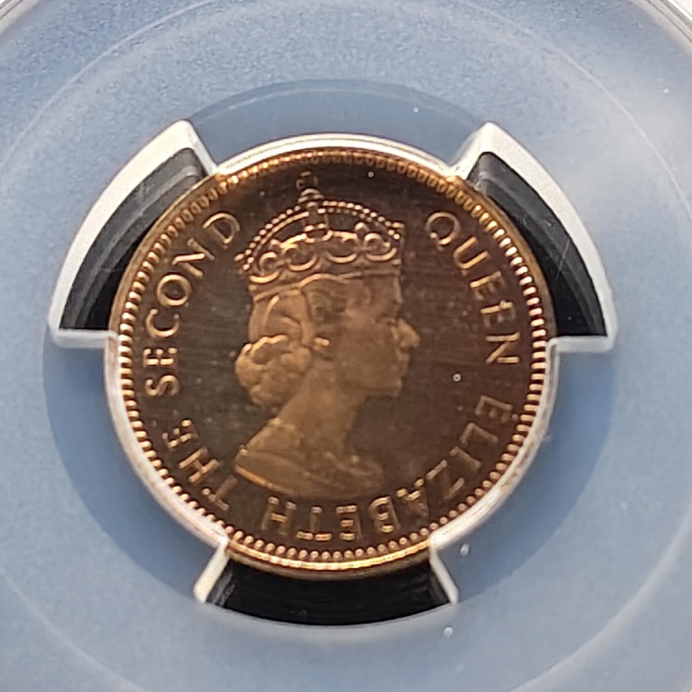 【全场包邮】纯粹捡漏拍489场（免费代拍第26场） 【收藏级·冠军分·稀少】英属加勒比领土1955年1/2分精制币-量2000-PCGS PR67 RD CAM