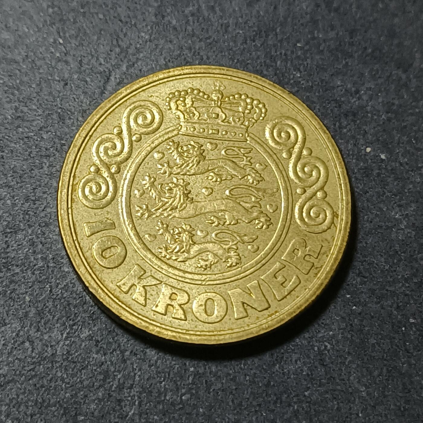 【游宝包邮场】蛇年第101期 世界各国纪念币 丹麦-10克朗 1989年 玛格丽特二世