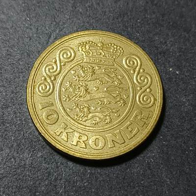 【游宝包邮场】蛇年第101期 世界各国纪念币 - 丹麦-10克朗 1989年 玛格丽特二世