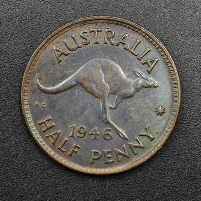 【淘币小摊】限时拍第八百三十五拍  散币批量币场  满百包邮可预留两周  周一统一发货  - 澳大利亚1946年乔治六世半便士铜币