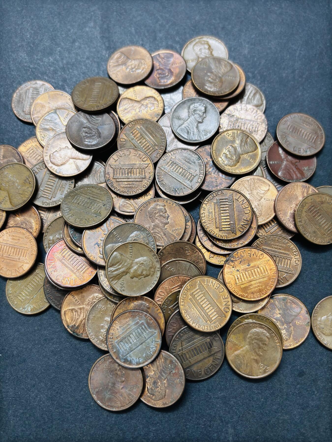 文馨钱币收藏第 286 场，圣诞节专场【 长期接收代拍品低至 0 佣金】 美国 1 美分 100 枚，年份未挑