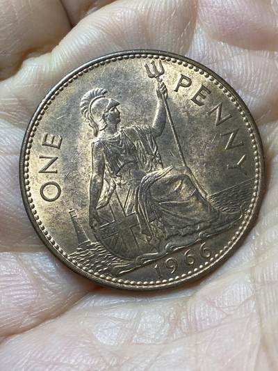 2025年第一百四十四场(总第一百七十场）品种丰富英国一线回流散币年末特拍场第一场(免佣金) - 原光好品–英国🇬🇧1966年1便士(伊丽莎白二世青年桂冠第二版)