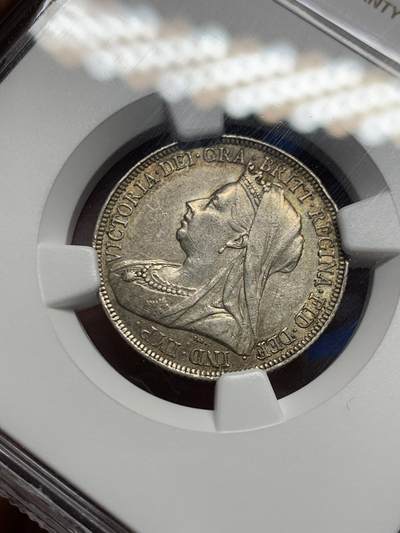 《竞宝斋》第449场 周日，周一，周二  3场连拍 （全场包邮，欢迎送拍） NGC AU55  英国1897年 维多利亚披纱1先令银币