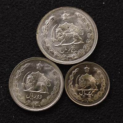 【全场包邮】纯粹捡漏拍488场（免费代拍第25场） - 伊朗1343（1925年）持刀狮子3枚套币 BU品相