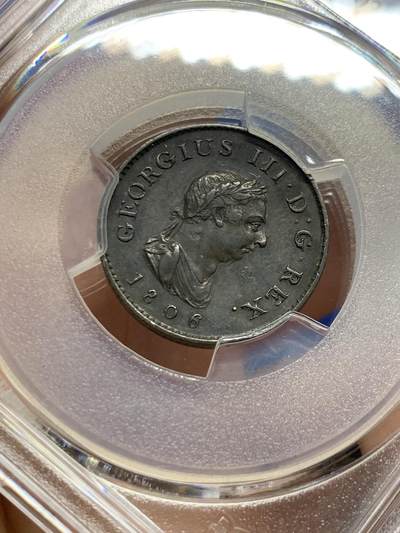 《竞宝斋》第449场 周日，周一，周二  3场连拍 （全场包邮，欢迎送拍） PCGS AUD 英国1806年1/4便士铜币 少见品种