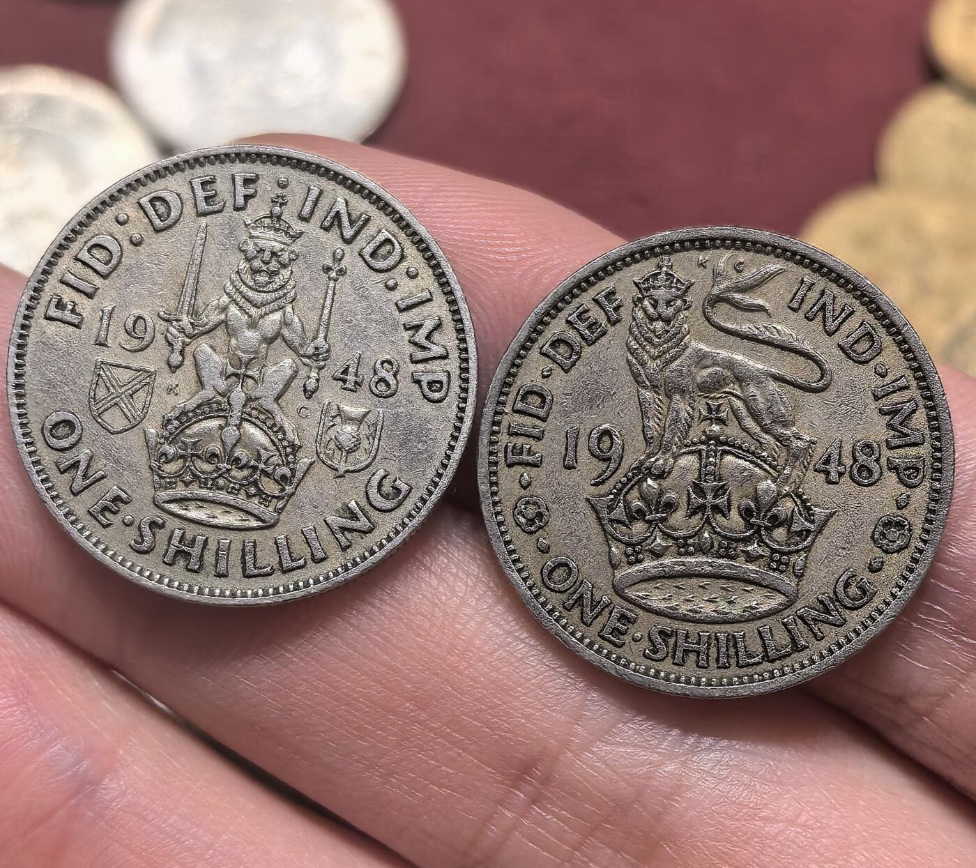 南宋泉阁俄币 外币 国币 专场第二十期 【送拍无额外佣金】 英国 1948年 乔治六世1先令一对 通货好品 字口还可以 