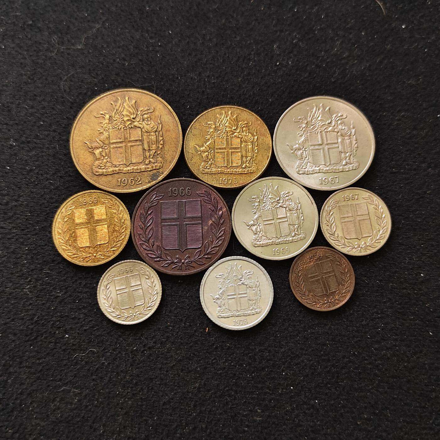 【全场包邮】纯粹捡漏拍488场（免费代拍第25场） 冰岛1958-1973年10枚套币