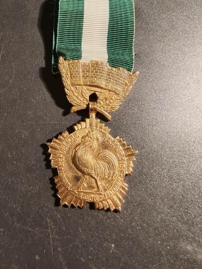 老王徽章第171期 - 法国金级地方嘉奖奖章    螃蟹银标    银镀金    20.7g     1989年实发