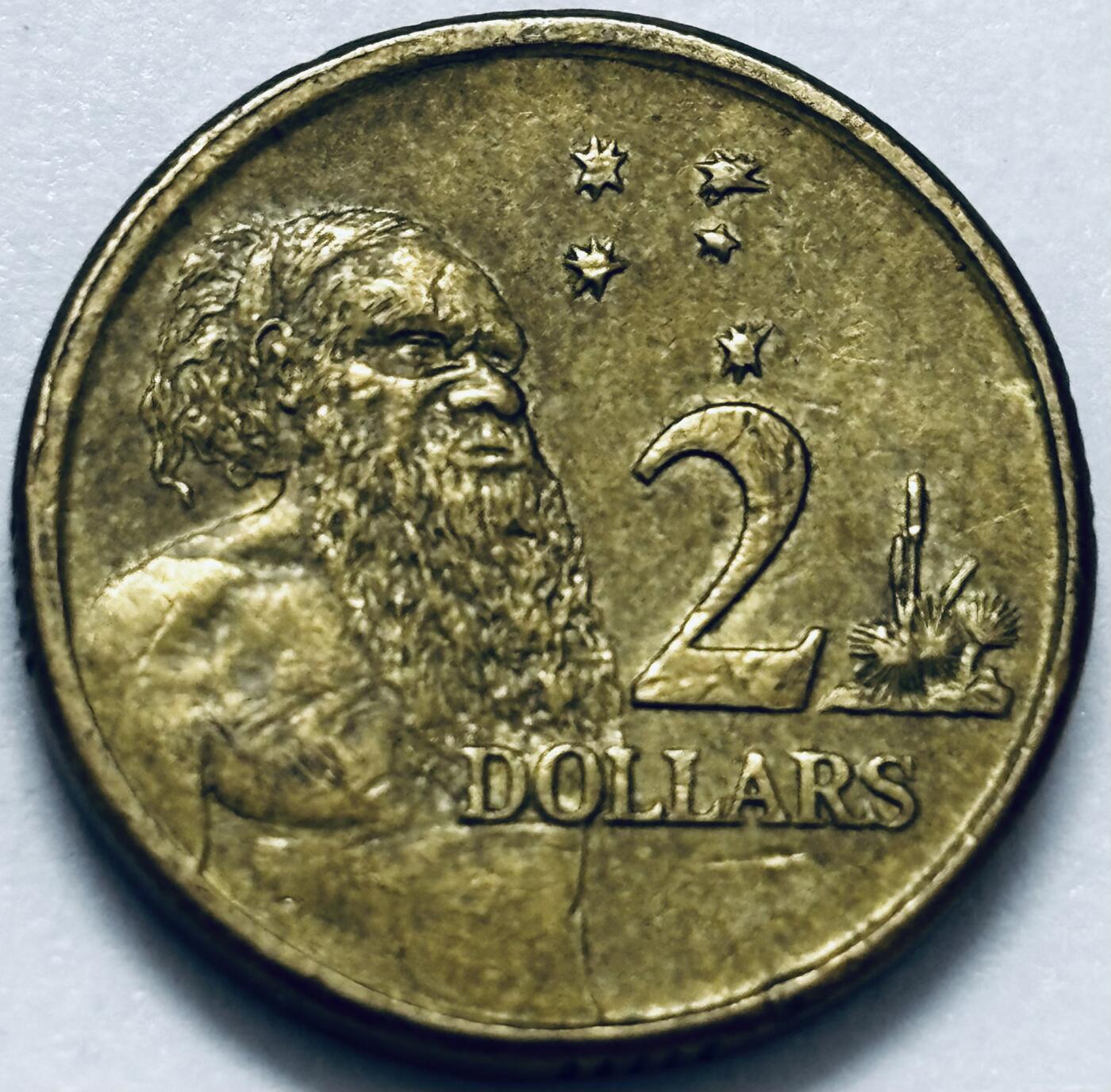 文馨钱币收藏第 286 场，圣诞节专场【 长期接收代拍品低至 0 佣金】 好品 1999 年澳大利亚土著人 2 元纪念币