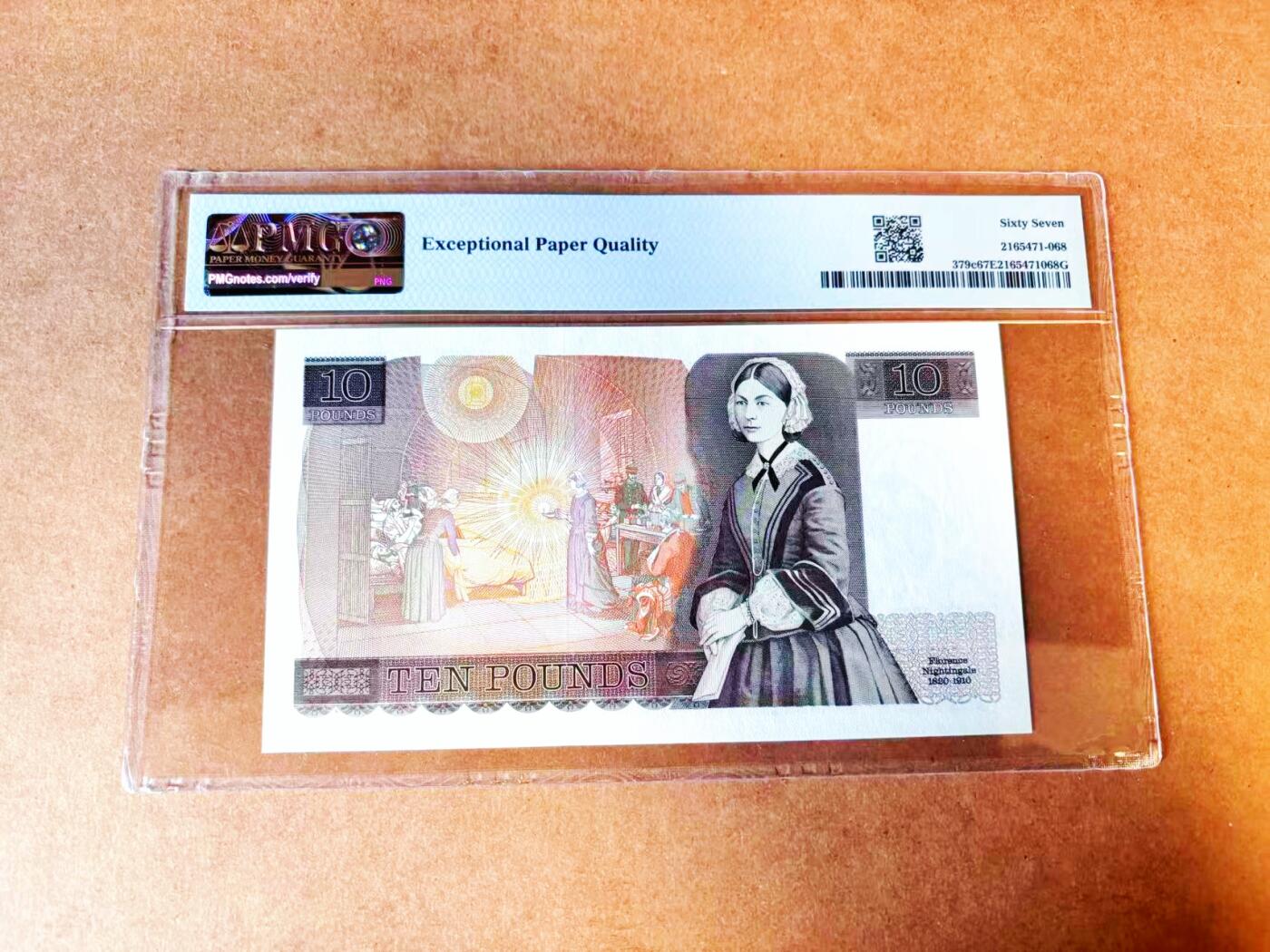 【Blue Auction】世界纸币精拍第766期——18级TOP拍卖/信誉/品质/专业/高效💫 【倒置号】英国 D序列 1984-86年10镑  PMG67EPQ 