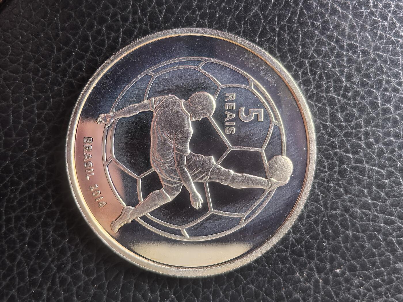 道一币馆币章第一百六十一场 巴西2014年足球世界杯-吉祥物5雷亚尔精制银币 27g 925S 20000