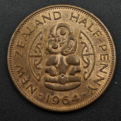 【淘币小摊】限时拍第八百三十五拍  散币批量币场  满百包邮可预留两周  周一统一发货  - 新西兰1964年伊丽莎白二世半便士铜币