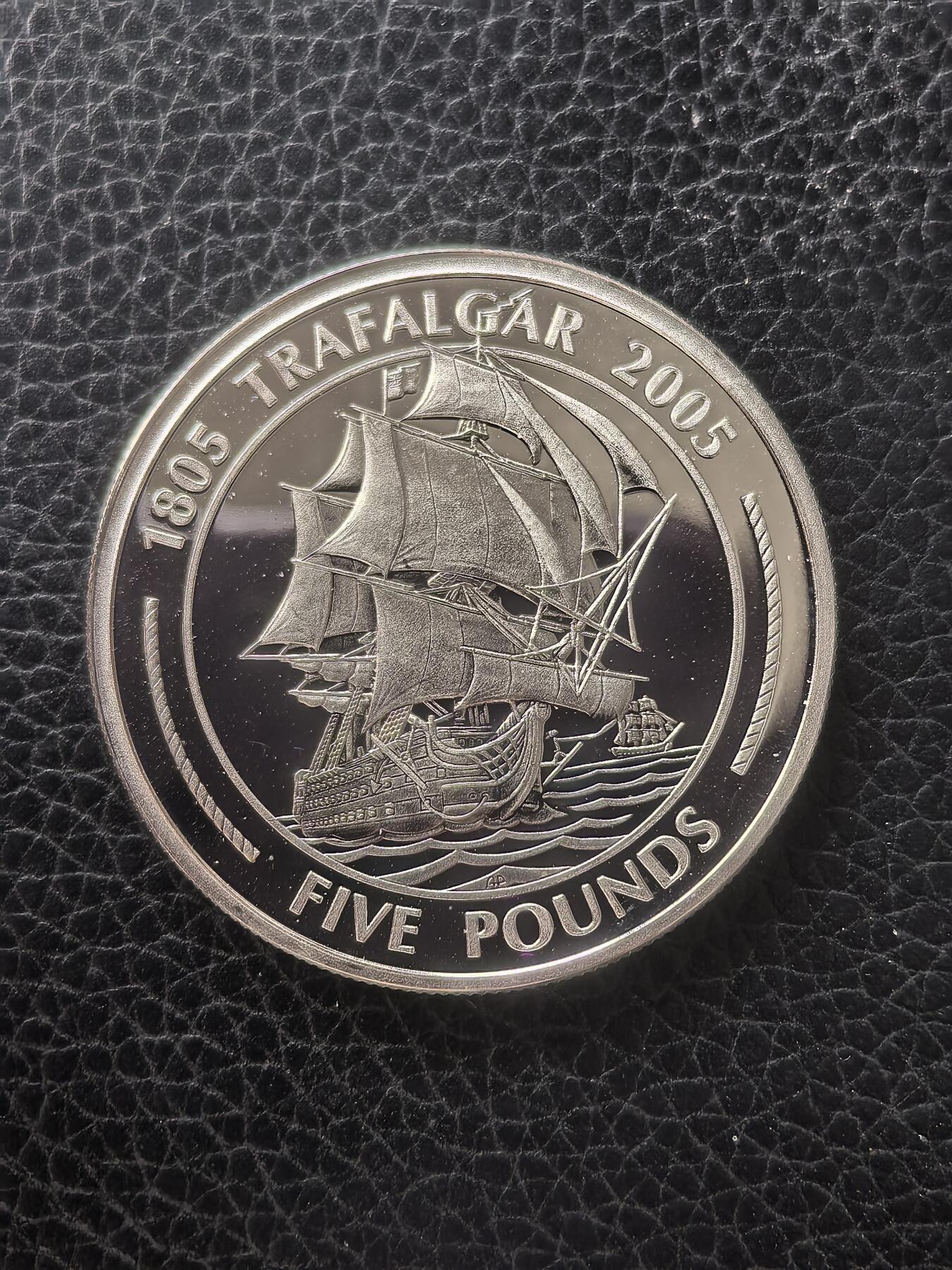道一币馆币章第一百六十一场 直布罗陀2005年特拉法加战役200周年5镑精制银币 28.28g 925S 14500