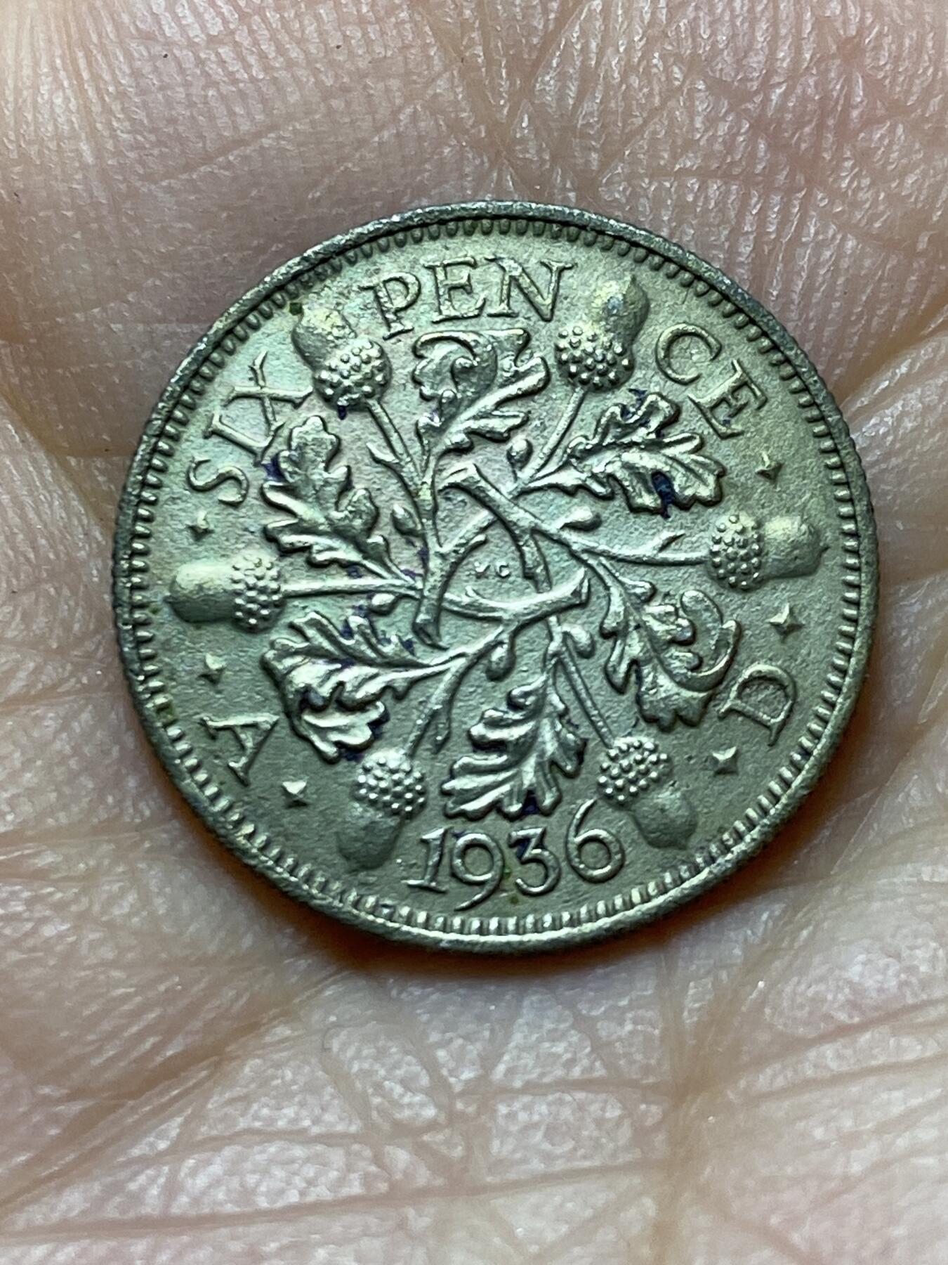 2025年第一百四十四场(总第一百七十场）品种丰富英国一线回流散币年末特拍场第一场(免佣金) 流通好品–英国🇬🇧1936年6便士银币(乔治五世逝世年，第五版关门年，500银)