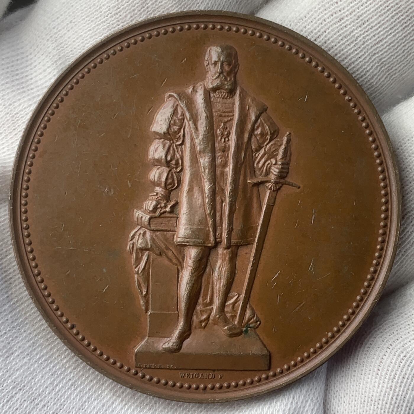 掌中浮雕-藏着的欧洲第047场 1889年勃兰登堡选帝侯约阿希姆二世皈依新教350周年纪念碑铜章，51mm