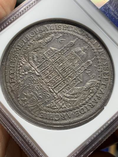 《竞宝斋》第449场 周日，周一，周二  3场连拍 （全场包邮，欢迎送拍） NGC MS63 奥地利1628年萨尔茨堡大教堂落成纪念1泰勒银币，高分难得