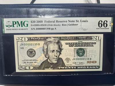 【Blue Auction】世界纸币精拍第766期——18级TOP拍卖/信誉/品质/专业/高效💫 - 【139小号】美国 2009年20美金 PMG66EPQ 圣路易斯版