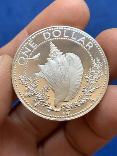 《竞宝斋》第449场 周日，周一，周二  3场连拍 （全场包邮，欢迎送拍） - 巴哈马1974年精制1元银币，18.04克，800银，经典现代银币品种，设计精美