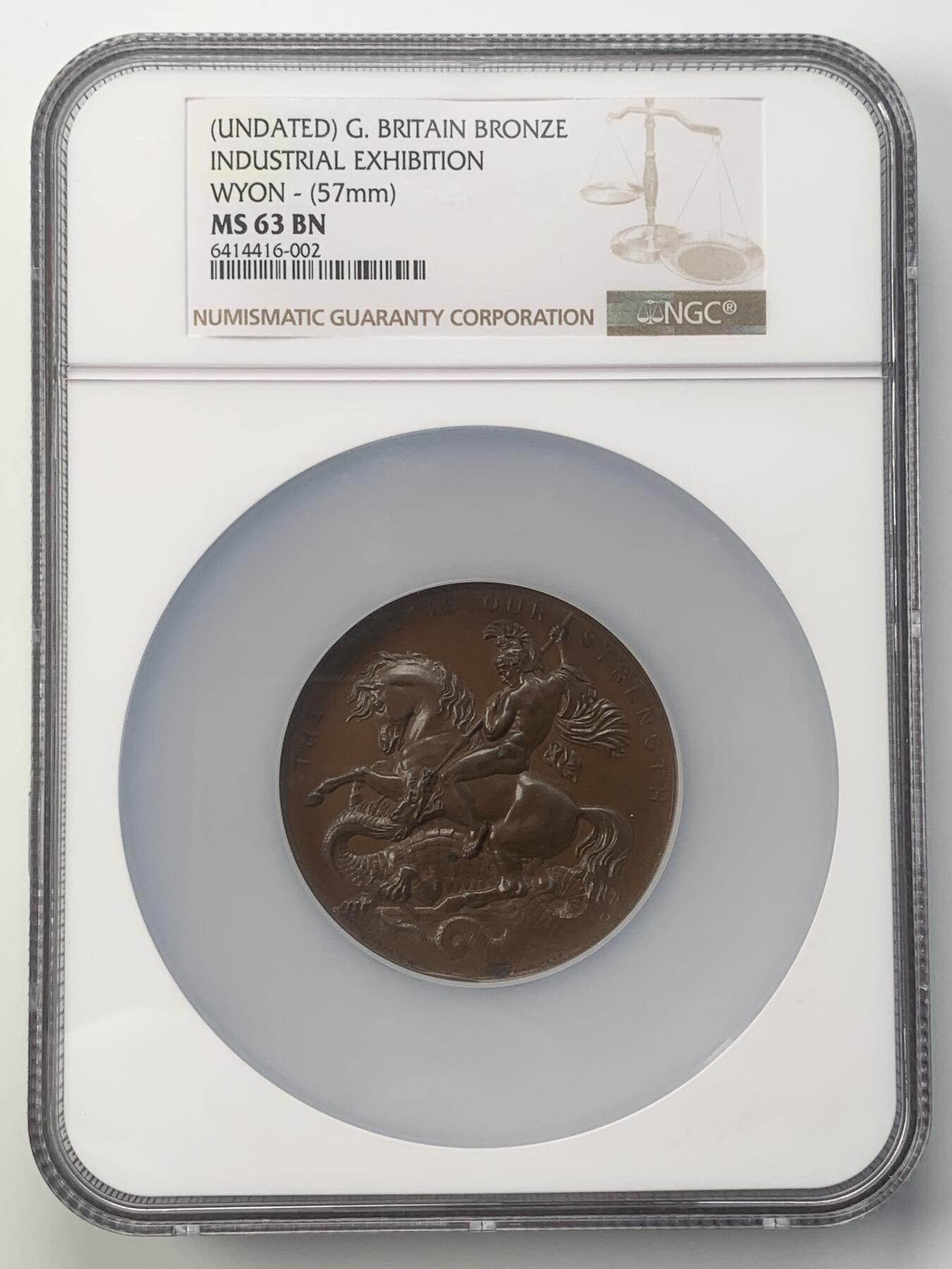 掌中浮雕-藏着的欧洲第047场 NGC MS63 : 英国皇家理工学院（摄政街309号）举办的工业展览会铜章，57mm