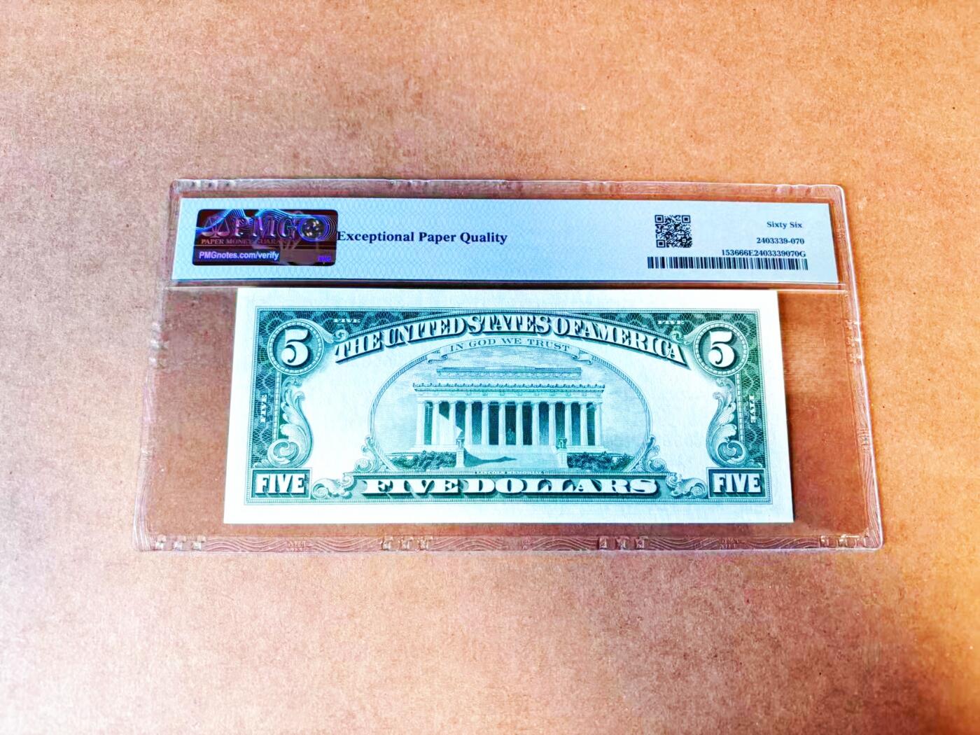 【Blue Auction】世界纸币精拍第766期——18级TOP拍卖/信誉/品质/专业/高效💫 【AA无47】美国 1963年5美金 PMG66EPQ