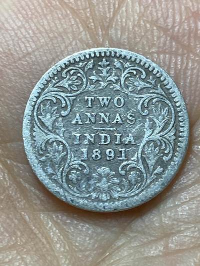 2025年第一百四十四场(总第一百七十场）品种丰富英国一线回流散币年末特拍场第一场(免佣金) - 英属印度1891年2安娜银币(维多利亚女王中年带冠，917高银)