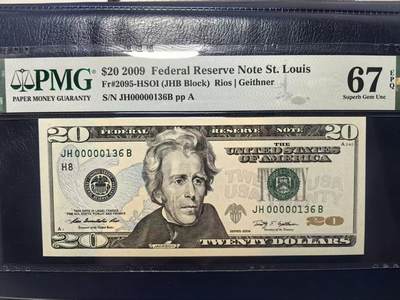 【Blue Auction】世界纸币精拍第766期——18级TOP拍卖/信誉/品质/专业/高效💫 - 【136小号】美国 2009年20美金 PMG67EPQ 圣路易斯版