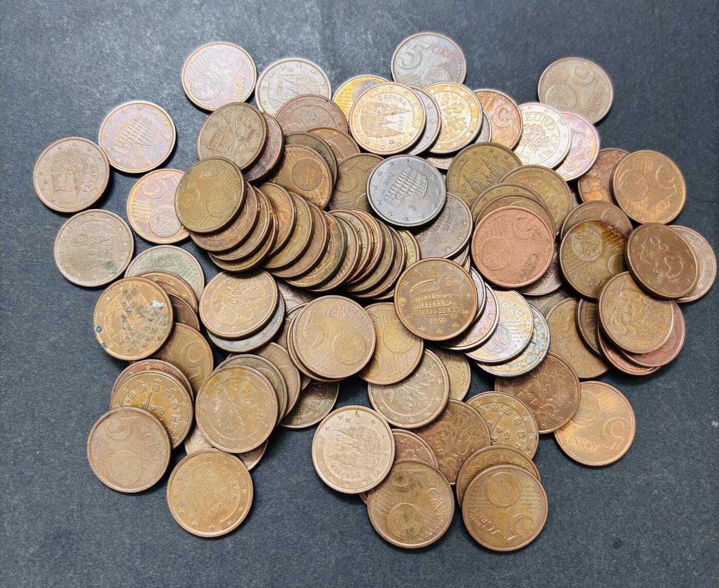 文馨钱币收藏第 286 场，圣诞节专场【 长期接收代拍品低至 0 佣金】 欧盟各国 5 欧分 100 枚未挑，有少见国家的