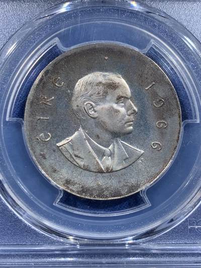 《竞宝斋》第449场 周日，周一，周二  3场连拍 （全场包邮，欢迎送拍） PCGS PR65 爱尔兰1966年精制复活节起义纪念10先令银币，五彩镜面底板proof少见