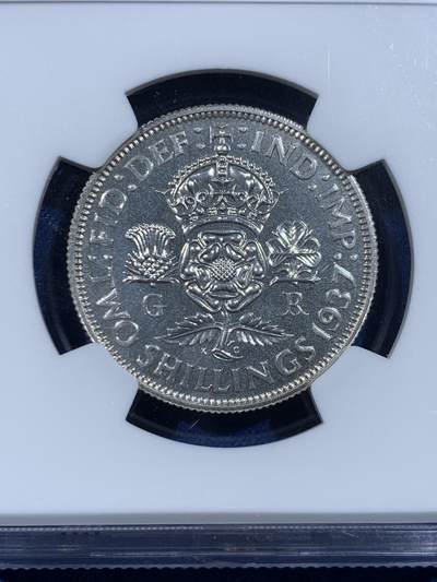 《竞宝斋》第449场 周日，周一，周二  3场连拍 （全场包邮，欢迎送拍） NGC PF64 英国1937年乔治六世精制2先令弗洛林银币