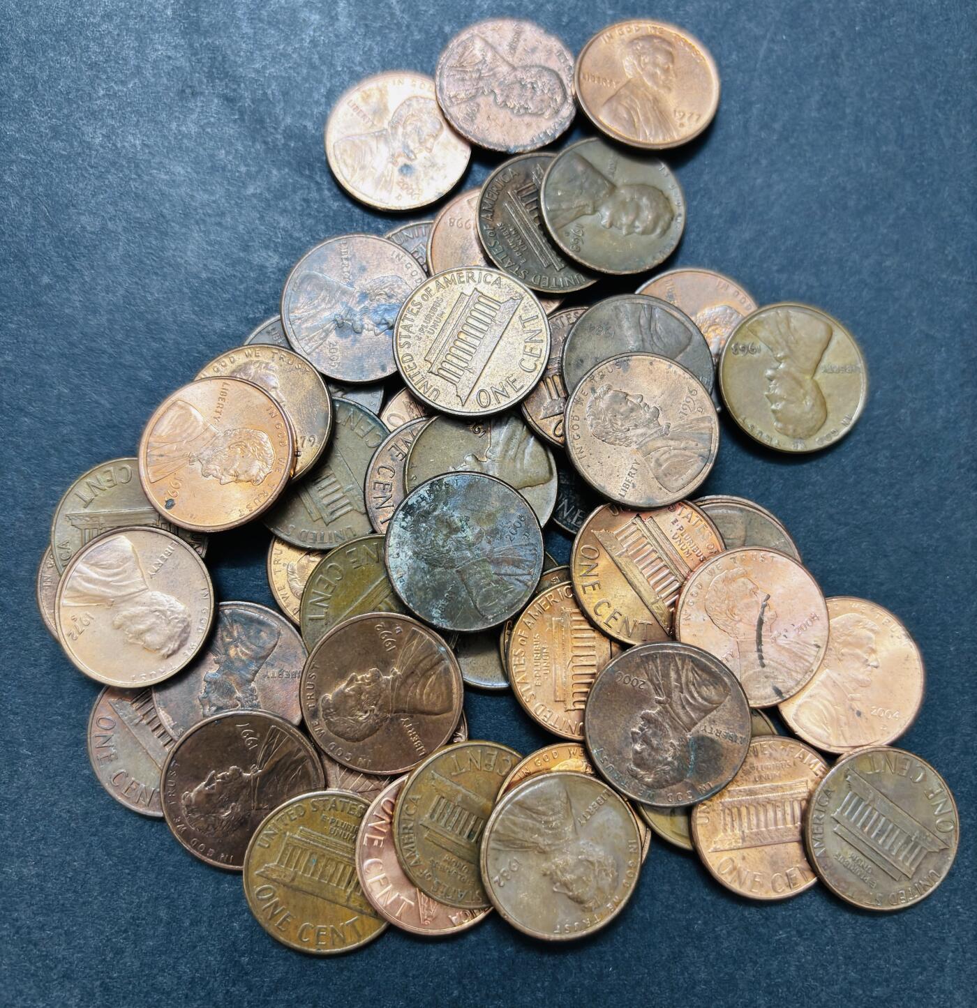 文馨钱币收藏第 286 场，圣诞节专场【 长期接收代拍品低至 0 佣金】 美国 1 美分 50 枚，原铜光很多