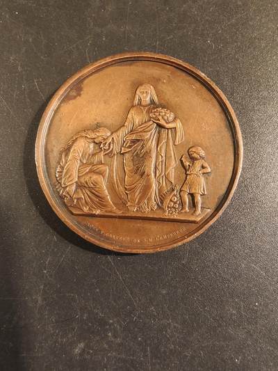 老王徽章第171期 - 法国1865年为贫苦人募捐大铜章    蜜蜂cuivre铜标     直径42mm     重量32.5g