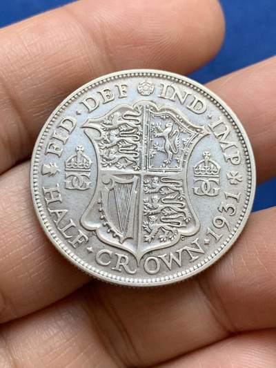 《竞宝斋》第449场 周日，周一，周二  3场连拍 （全场包邮，欢迎送拍） 英国 1931年 乔治五世头像 1/2克朗