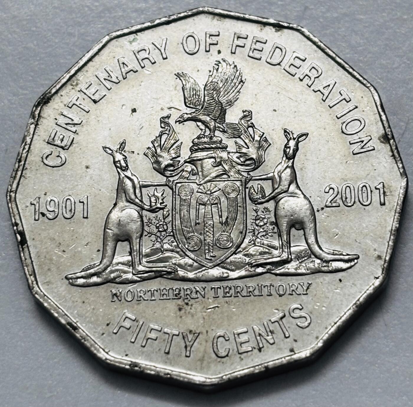 文馨钱币收藏第 286 场，圣诞节专场【 长期接收代拍品低至 0 佣金】 原光好品澳大利亚2001年联邦百年50分纪念币之北领地