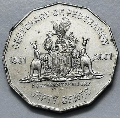 文馨钱币收藏第 286 场，圣诞节专场【 长期接收代拍品低至 0 佣金】 - 原光好品澳大利亚2001年联邦百年50分纪念币之北领地