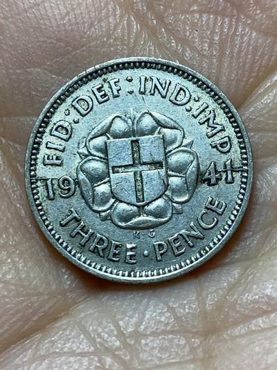 2025年第一百四十四场(总第一百七十场）品种丰富英国一线回流散币年末特拍场第一场(免佣金) - 英国🇬🇧1941年3便士银币(乔治六世第一版，500银)