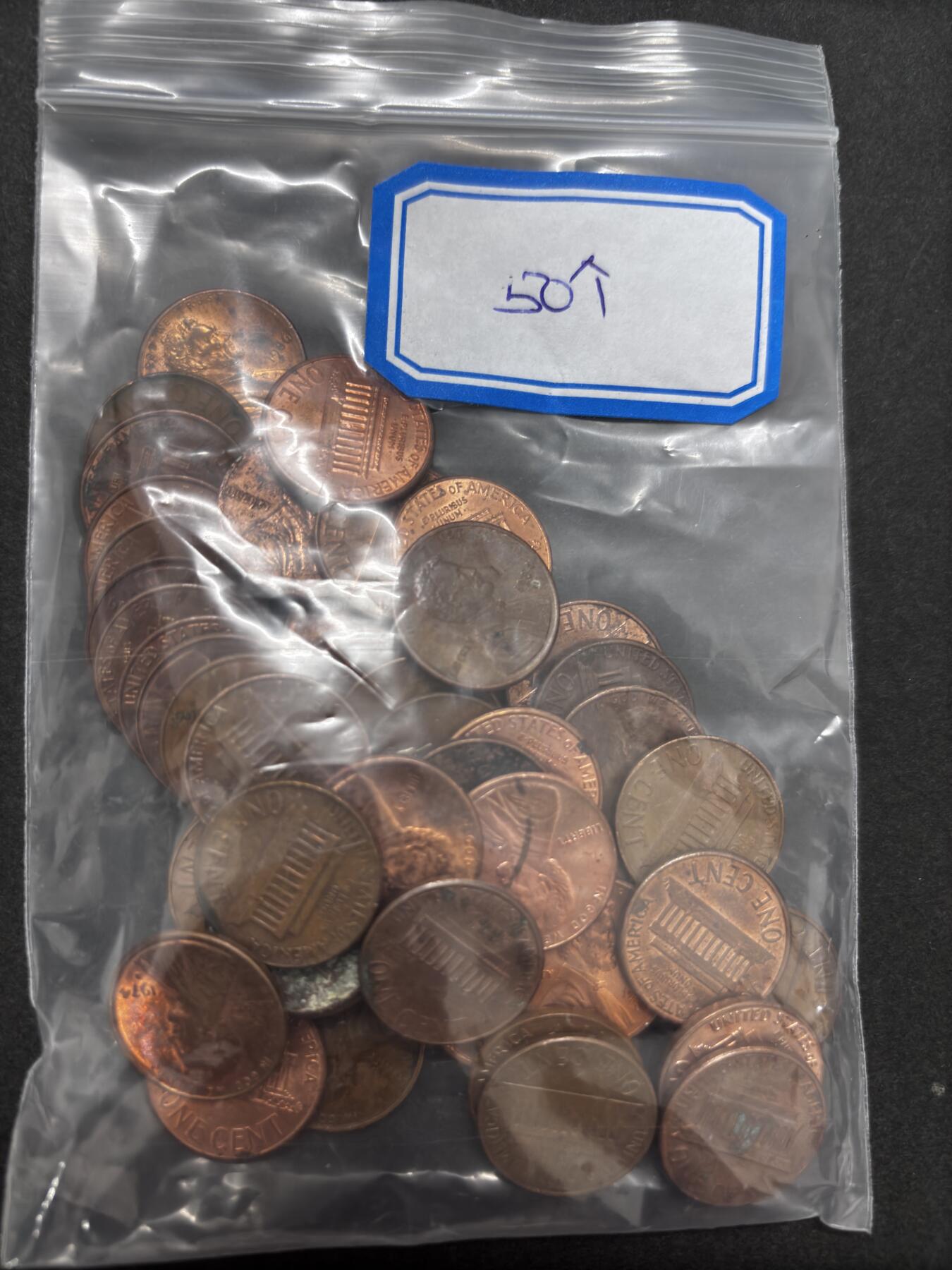 文馨钱币收藏第 286 场，圣诞节专场【 长期接收代拍品低至 0 佣金】 美国 1 美分 50 枚，原铜光很多