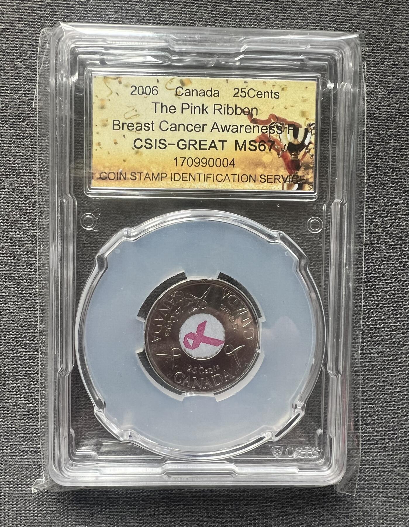 【克劳斯获奖币】加拿大2006年红丝带乳腺癌防治彩色镍币