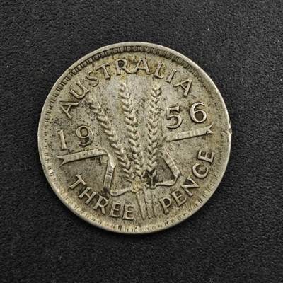 【淘币小摊】限时拍第八百三十五拍  散币批量币场  满百包邮可预留两周  周一统一发货  - 澳大利亚1956年伊丽莎白二世3便士银币