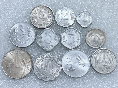 第一海外回流一元起拍收藏 散集专场  第280期 - 印度不同面值硬币 11枚 带光品
