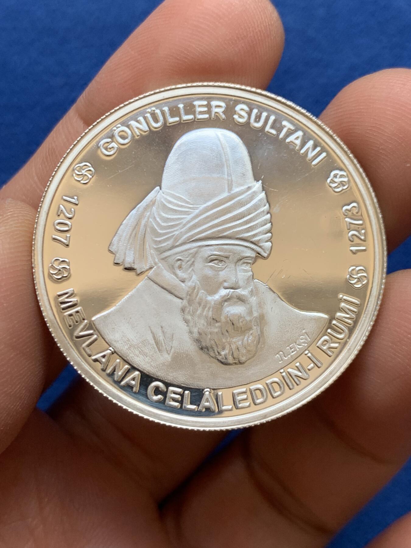 《竞宝斋》第449场 周日，周一，周二  3场连拍 （全场包邮，欢迎送拍） 土耳其2002年1000万里拉精制大银币，925银，重量31.3g，直径38.6mm