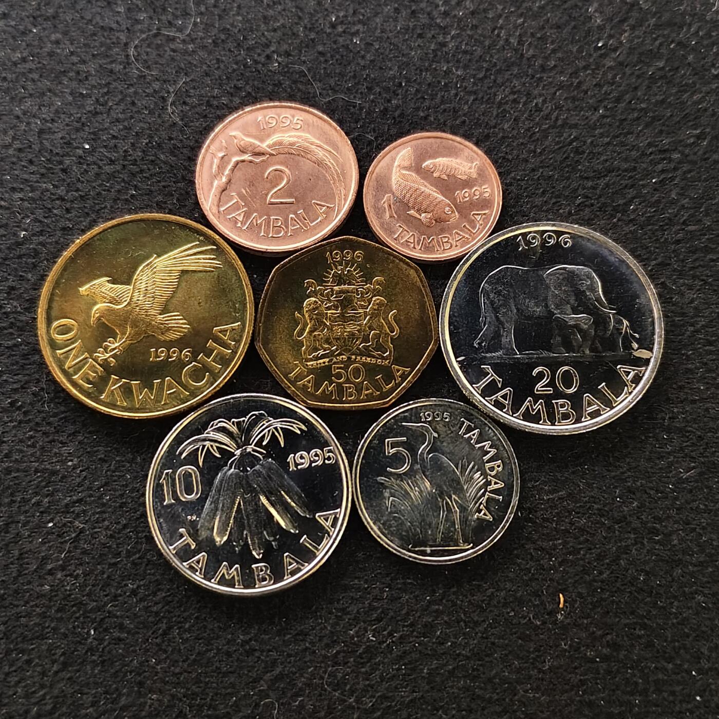 【全场包邮】纯粹捡漏拍488场（免费代拍第25场） 马拉维1995-1996年7枚套币