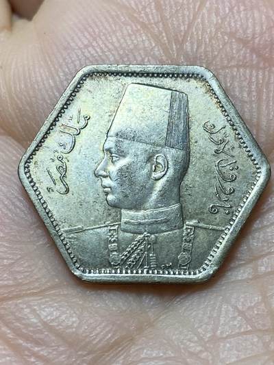 2025年第一百四十四场(总第一百七十场）品种丰富英国一线回流散币年末特拍场第一场(免佣金) - 埃及王国1944年2皮阿斯特银币(伊斯兰历1363年，法鲁克一世时期第二版，500银)