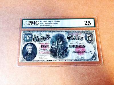 【Blue Auction】世界纸币精拍第766期——18级TOP拍卖/信誉/品质/专业/高效💫 - 美国 1907年5美金 伐木工 PMG25