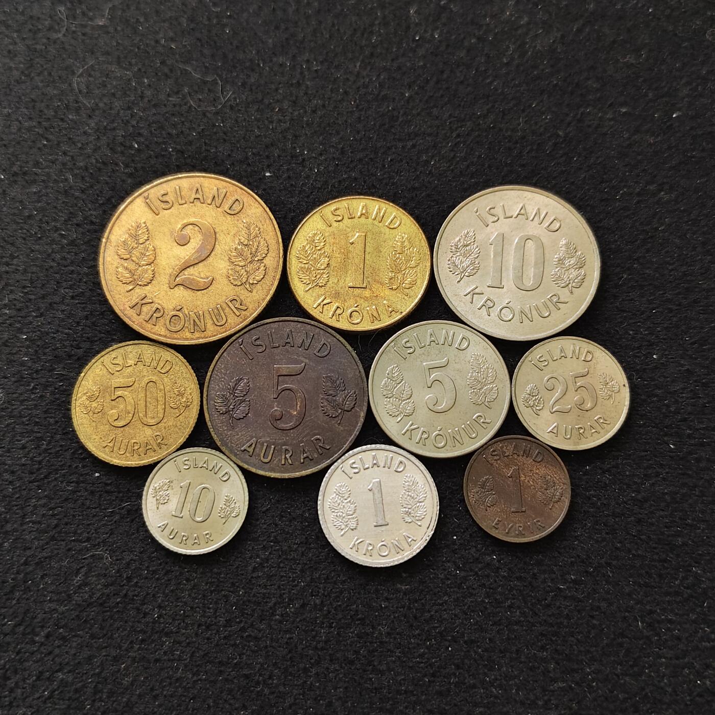 【全场包邮】纯粹捡漏拍488场（免费代拍第25场） 冰岛1958-1973年10枚套币