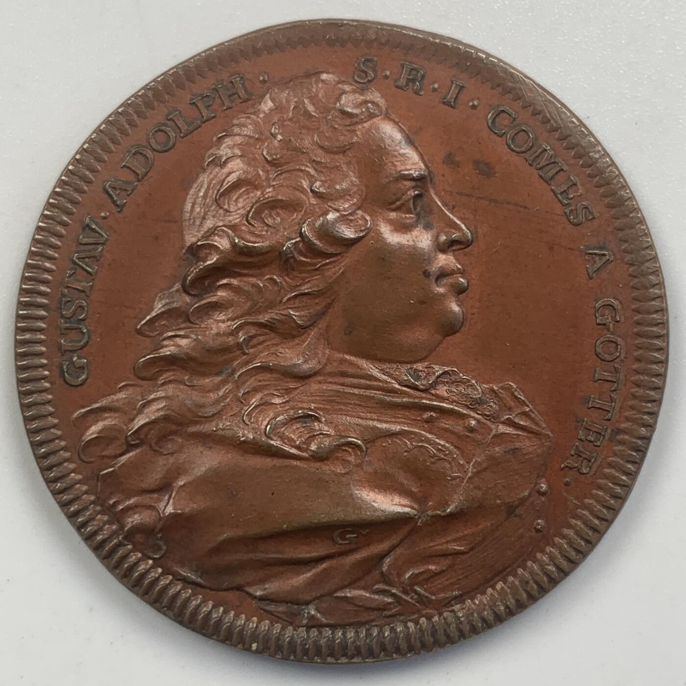 掌中浮雕-藏着的欧洲第047场  1761年普鲁士外交官Gustav Adolph von Gotter纪念铜章，35mm