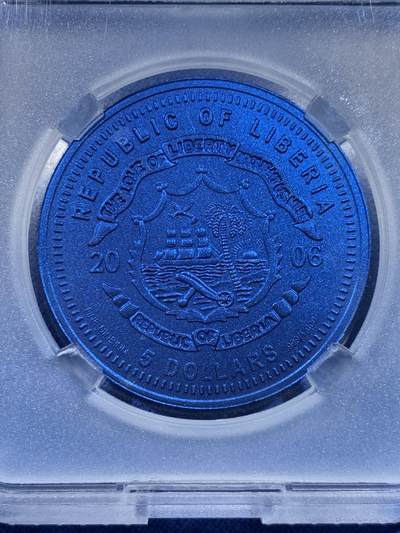 《竞宝斋》第449场 周日，周一，周二  3场连拍 （全场包邮，欢迎送拍） TQG MS69 利比里亚2006年欧元10周年纪念-斯洛文尼亚5元蓝铌币 7.78克 发行量：1万