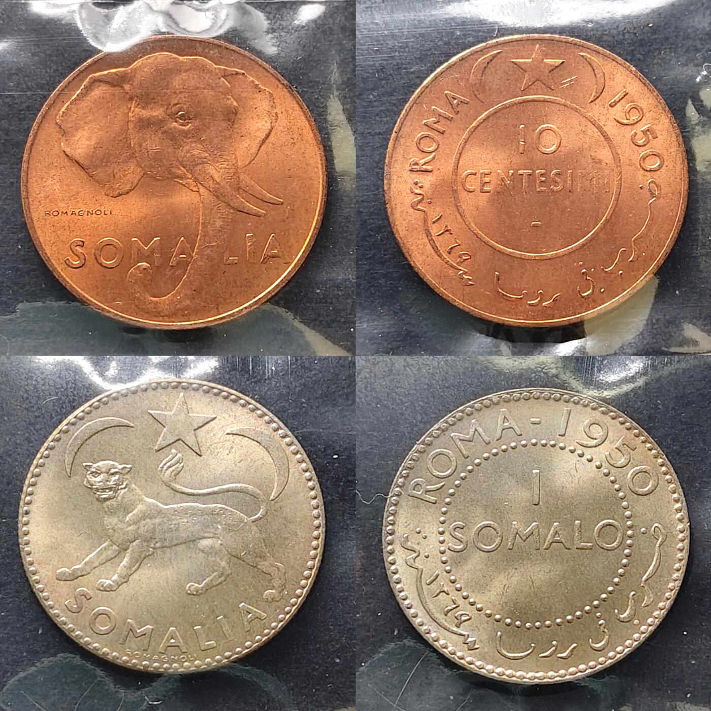 【全场包邮】纯粹捡漏拍489场（免费代拍第26场） 意托索马里MS级别原光封装3铜2银套币