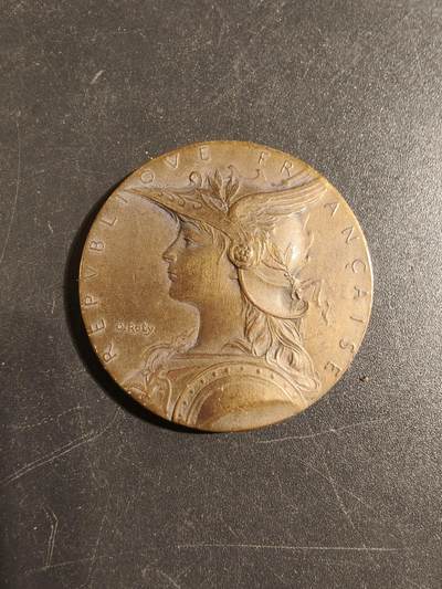 老王徽章第171期 - 法国内务部大铜章     戎装玛丽安娜    大师罗蒂作品     直径36mm     重量24.8g