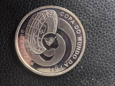 道一币馆币章第一百六十一场 - 巴西2014年足球世界杯-主办城市5雷亚尔精制银币 27g 925S 20000