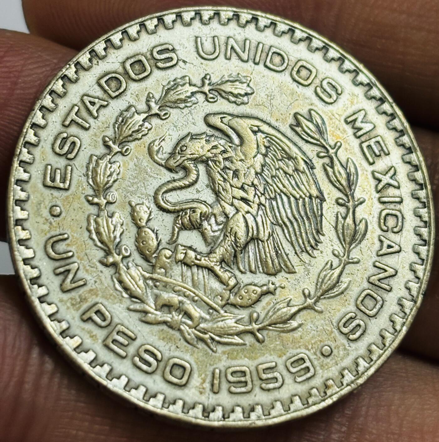 文馨钱币收藏第 286 场，圣诞节专场【 长期接收代拍品低至 0 佣金】 1959 年墨西哥海盗 1 比索银币